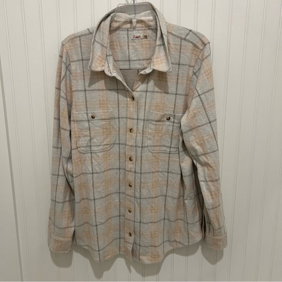 Faherty Tops - Faherty Beige and Gray Plaid Button-Down Shirt